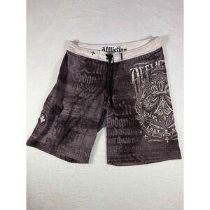 Affliction Men's Board Shorts Gothic Cross Surf Skate Y2K Size 38